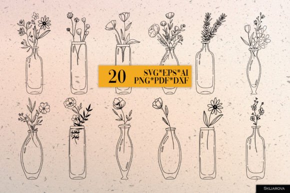 Bottles with Flowers SVG PNG EPS