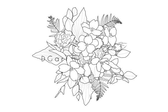 Bouquet of Flowers Outline Design Graphics