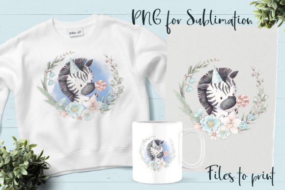 Cute Zebra in a Wreath of Flowers: Graphics and Illustrations for Creative Publishing