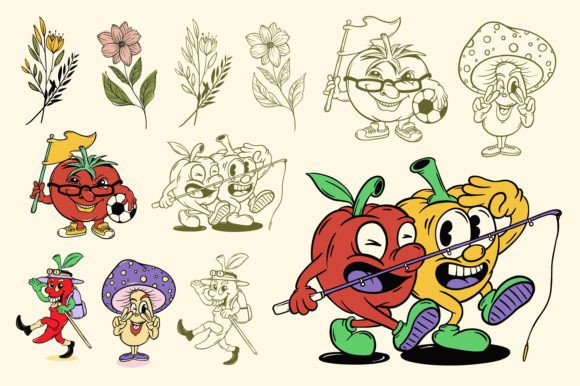 Flowers and Vegetables Vector Set