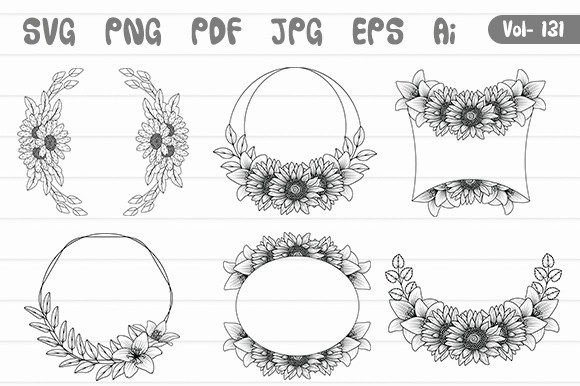 Flowers Wreath Border Frame Svg Bundle
