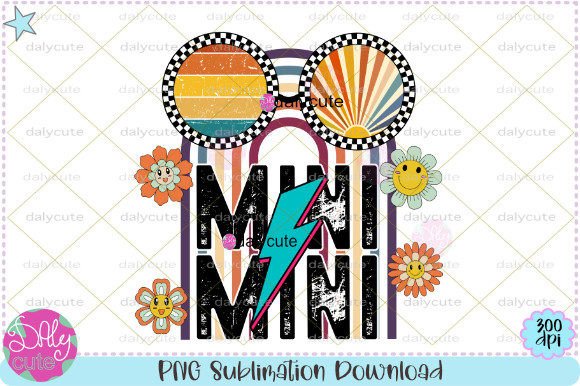 Mama Retro Groovy Smiley Flowers PNG: Graphics for Local Business Branding