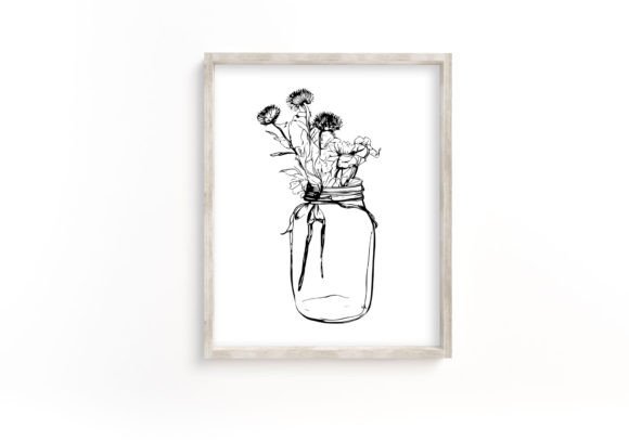 Mason Jar with Flowers Graphics & Illustrations