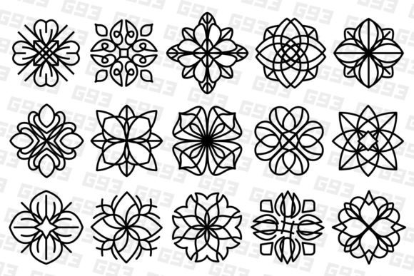 Ornamental Line Art Flowers: Graphics for Elegant Crafting