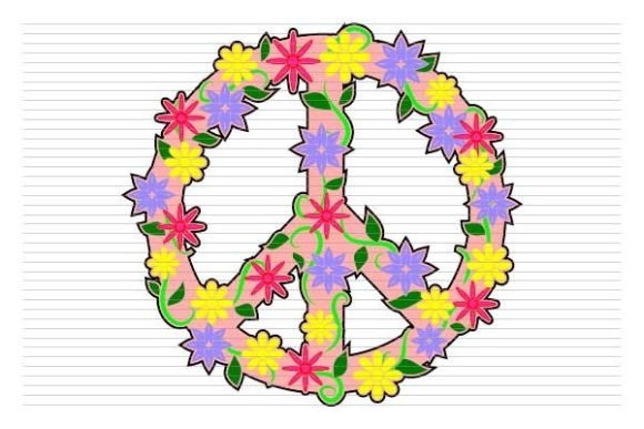 Peace Symbol with Colored Flowers Graphics