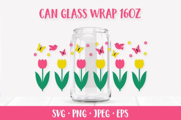 Spring Flowers Glass Can Wrap SVG Graphics