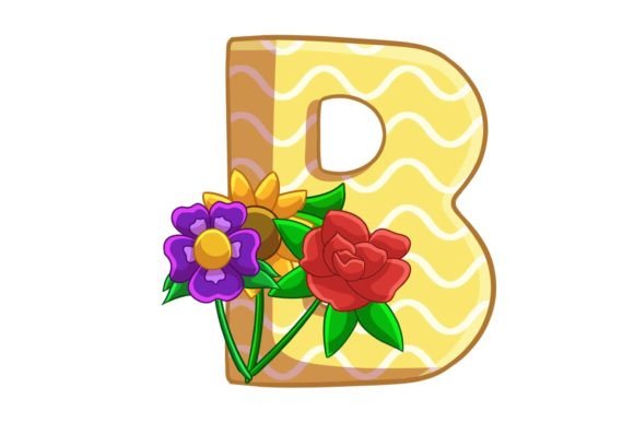 Spring Flowers Icons Alphabet B Stock Graphics