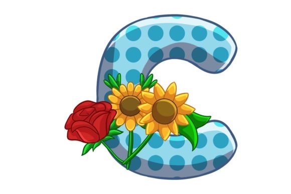 Spring Flowers Icons Alphabet C Stock