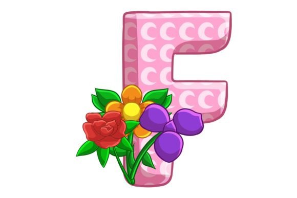 Spring Flowers Icons Alphabet F Stock Graphics