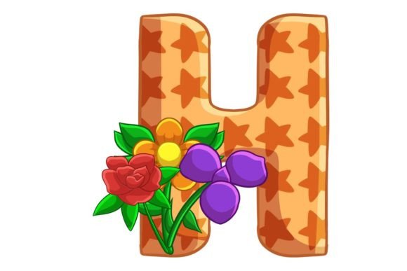 Spring Flowers Icons Alphabet H Stock Graphics