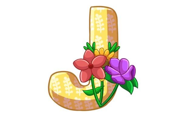Spring Flowers Icons Alphabet J Stock Graphics