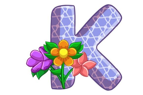 Spring Flowers Icons Alphabet K Stock