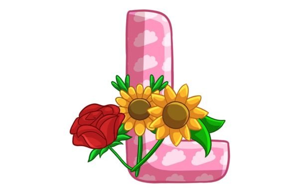 Spring Flowers Icons Alphabet L Stock Graphics