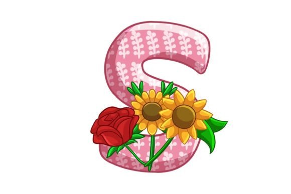 Spring Flowers Icons Alphabet S Stock