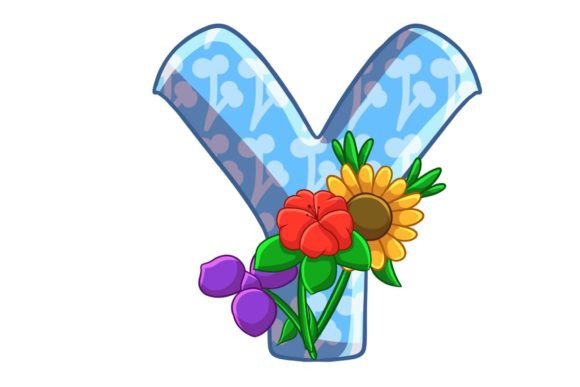 Spring Flowers Icons Alphabet Y Stock