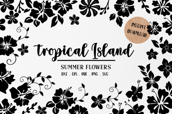 Tropical Hibiscus Flowers Svg Exotic Graphics