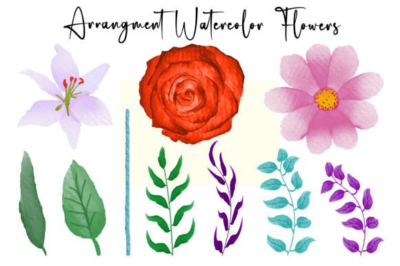 Watercolor Arrangement Flowers Clipart: Graphics for Creative Sellers