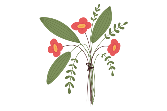 Wild Flowers Bouquet Icon. Fresh Natural